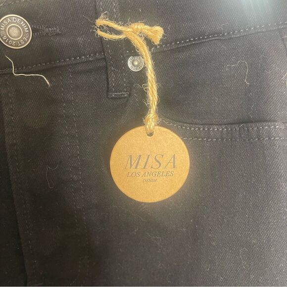 Misa Los Angeles The Super Star Asymmetrical Mini Grommet Jean Skirt NWT 26 - Picture 7 of 8
